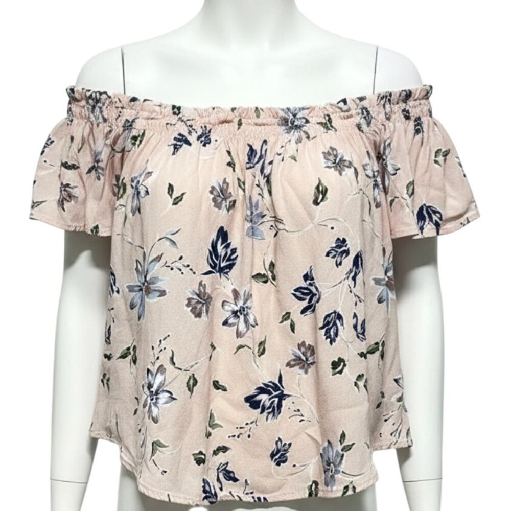 ASTR Blouse Women Size S Pink Floral All Over Print Off Shoulder Date Romance